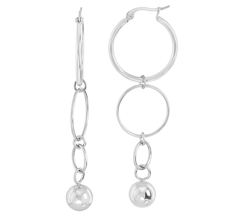Steel by Design Graduated Hoop Drop Earrings — View 5
