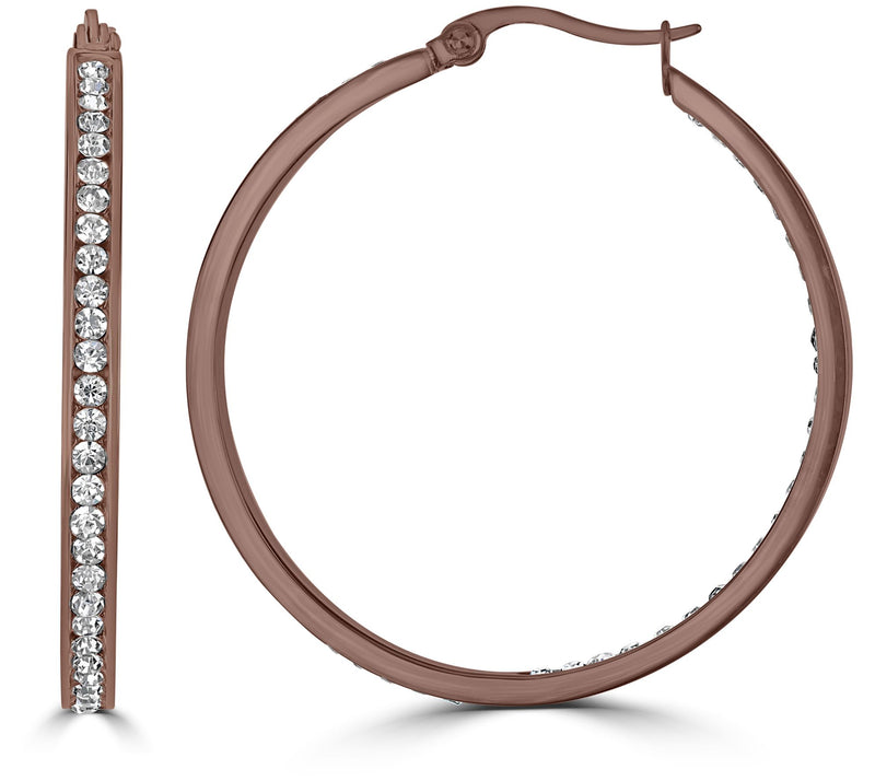 Steel by Design Inside-Out Chocolate Hoop E arr ings — View 5
