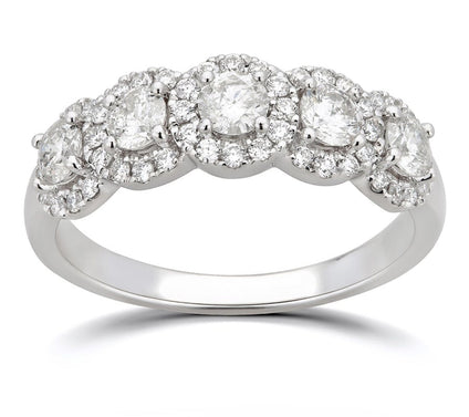 Diamonique 0.75 cttw 5 Stone Ring, Sterling Sil ver