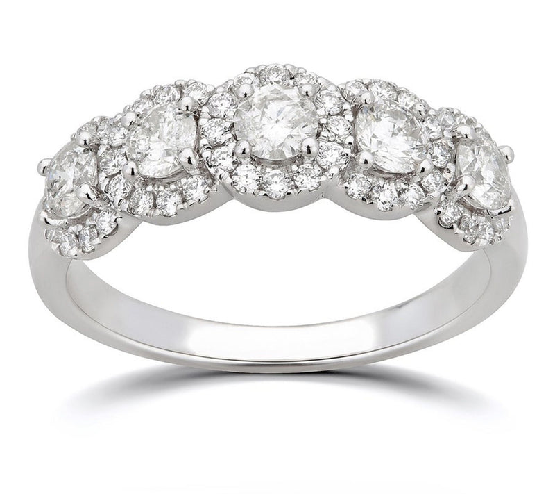Diamonique 0.75 cttw 5 Stone Ring, Sterling Sil ver — View 3
