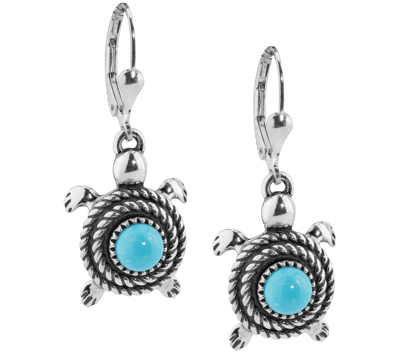 American West Sterling Spirit Stone Gemstone Turtle Earrings — View 7