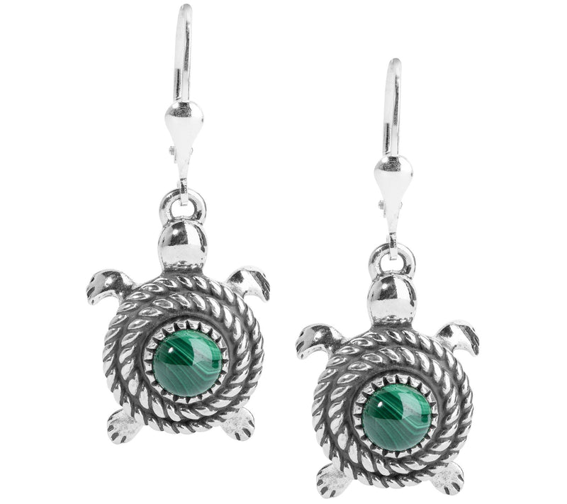 American West Sterling Spirit Stone Gemstone Turtle Earrings — View 4