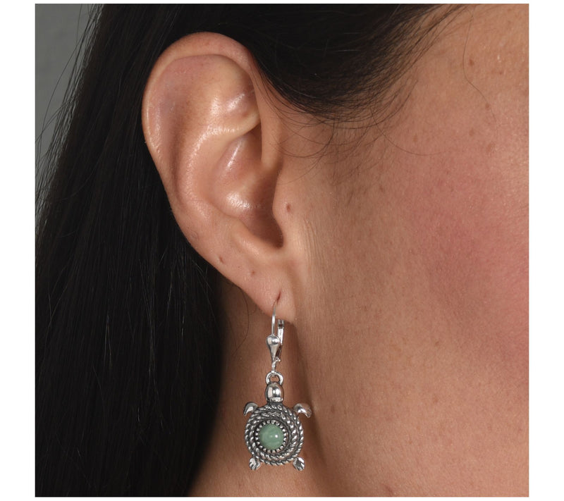 American West Sterling Spirit Stone Gemstone Turtle Earrings — View 9