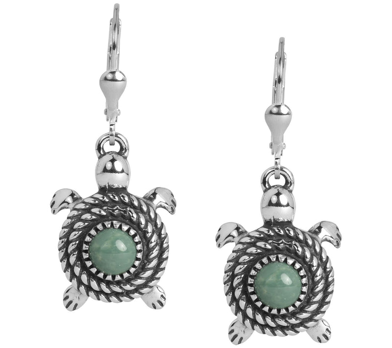 American West Sterling Spirit Stone Gemstone Turtle Earrings — Main view