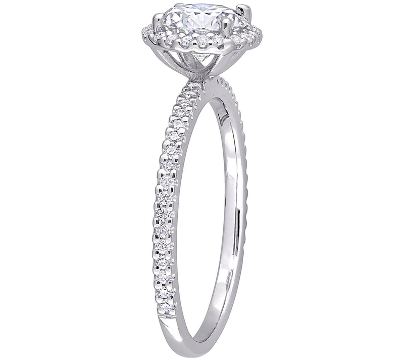 MoissanIce Moissanite 1.25 cttw Halo Ring, Sterling — View 4