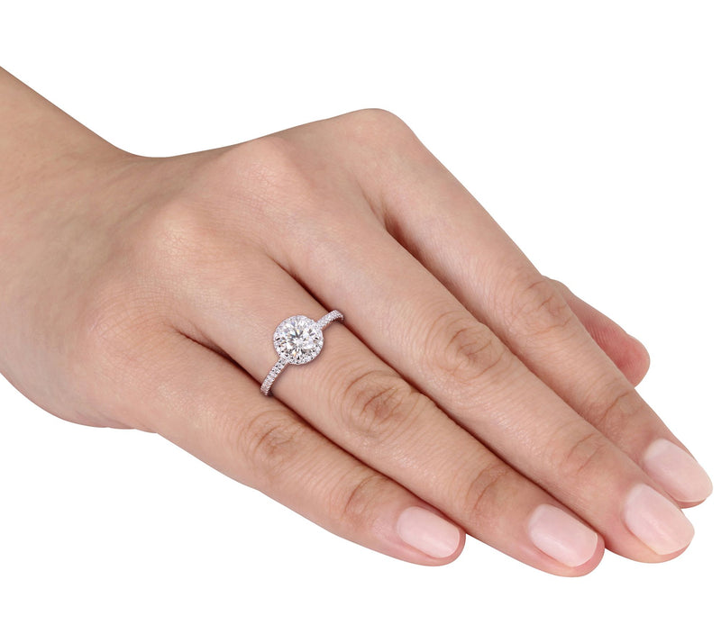 MoissanIce Moissanite 1.25 cttw Halo Ring, Sterling — View 5
