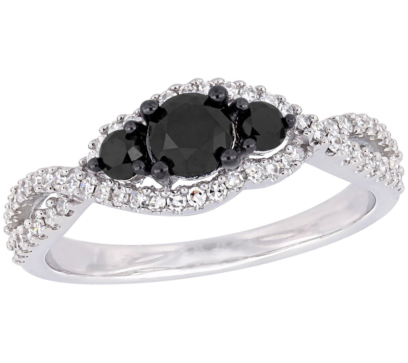 Affinity 0.95 cttw Black & White Diamond Halo R ing, 14K Gold — View 3