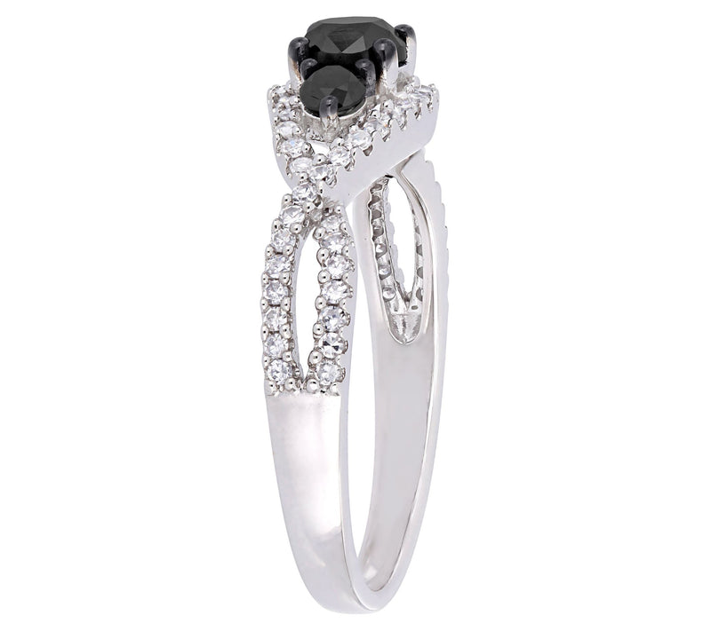 Affinity 0.95 cttw Black & White Diamond Halo R ing, 14K Gold — View 4