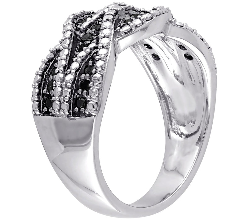 Affinity 0.20 cttw Black Diamond Twist Ring, St erling Silver — View 4