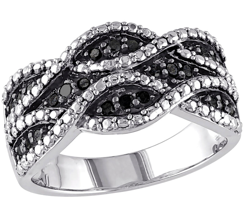 Affinity 0.20 cttw Black Diamond Twist Ring, St erling Silver — View 3