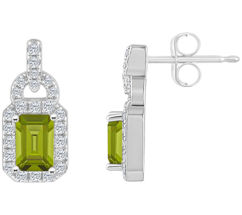 Sterling Silver Multi-Gemstone Emerald Cut Earr ings — View 9