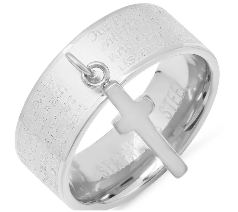 Steel by Design The Lord's Prayer Ring w/ C ros s Charm — Main view