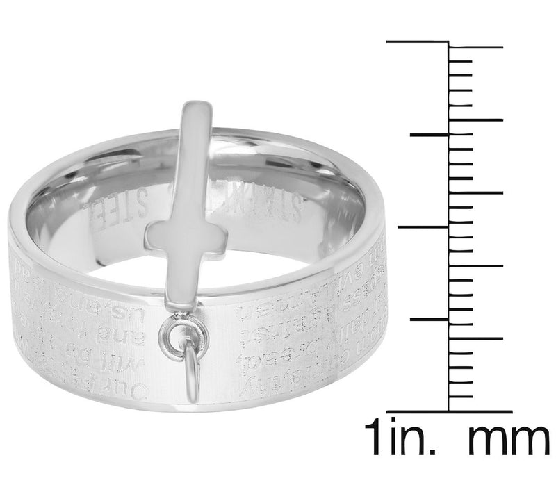 Steel by Design The Lord's Prayer Ring w/ C ros s Charm — View 6