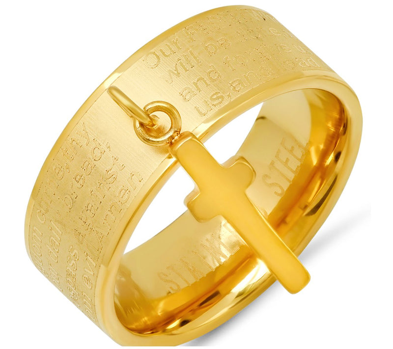 Steel by Design The Lord's Prayer Ring w/ C ros s Charm — View 5