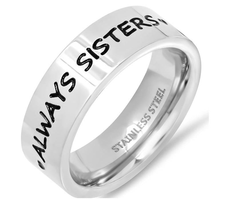 Steel by Design Always Sisters Band Ring — View 4
