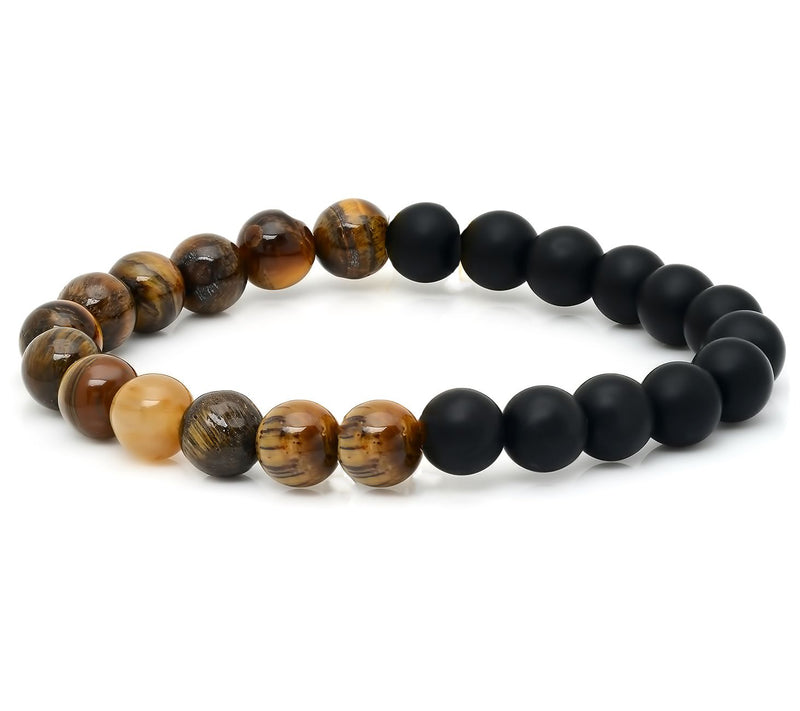 Steel by Design Tiger Eye Beaded Stretch Bracel et — View 3