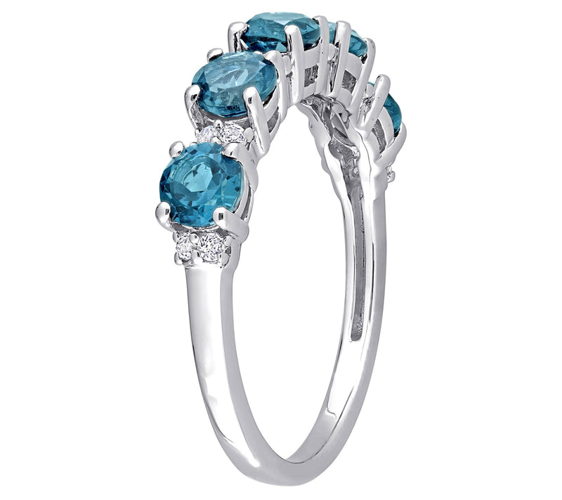 Sterling Silver 1.60 cttw Blue Topaz & White To paz Ring — View 4