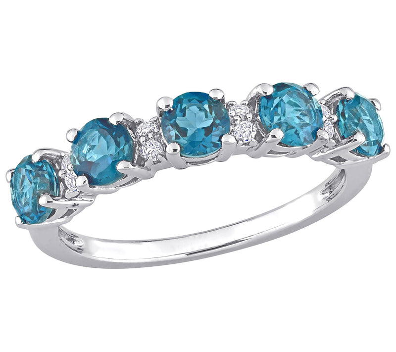 Sterling Silver 1.60 cttw Blue Topaz & White To paz Ring — View 3