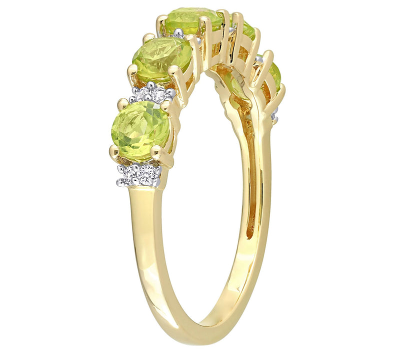 18K Gold Plated 1.55 cttw Peridot & White Top a z Ring — View 4