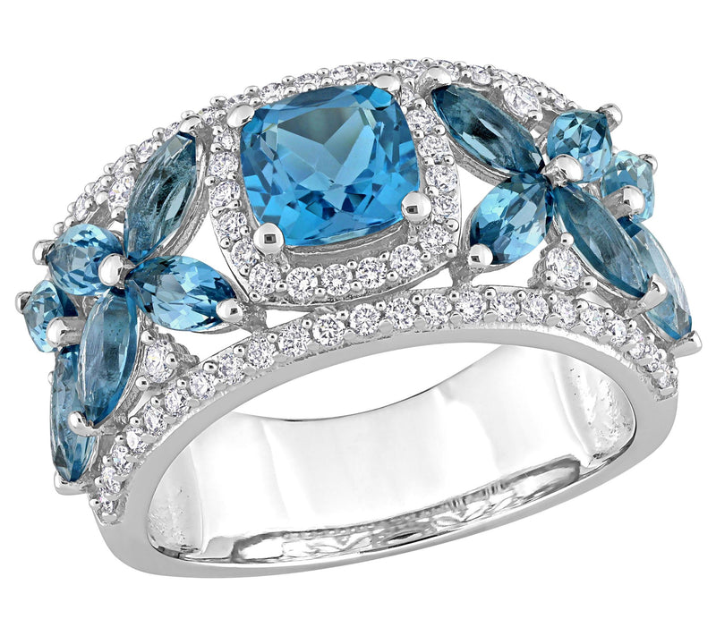 Bellini 3.50 cttw Blue Topaz & 0.45 cttw Diamon d Ring, 14K — View 3