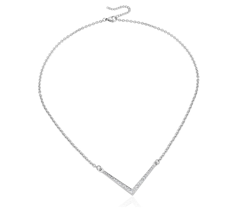 Steel by Design Pave Crystal V Necklace — View 5