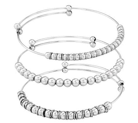 Steel by Design Set of 3 Beaded Coil Cuffs — Main view