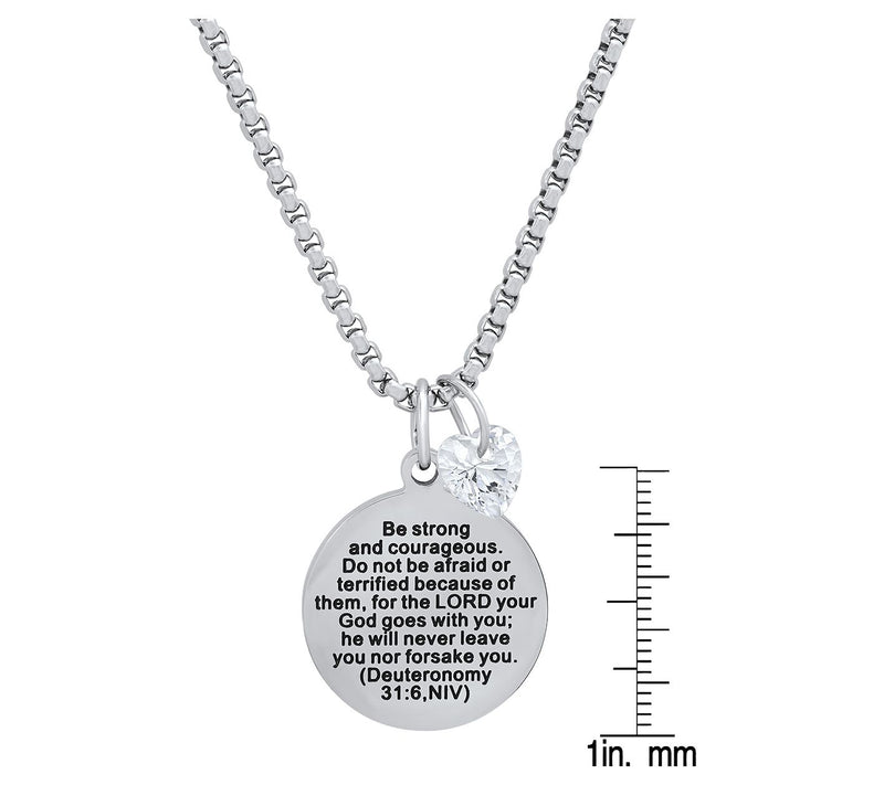 Steel by Design Crystal Bible Verse P endant w/ Chain — View 5