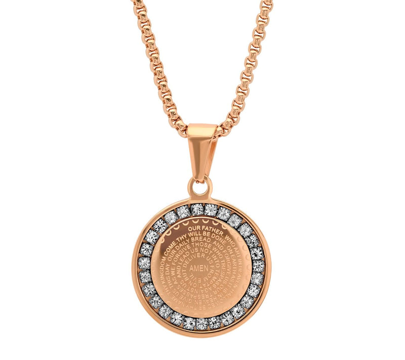 Steel by Design Cubic Zirconia Lord's Prayer Pe ndant w/ Chain — Main view