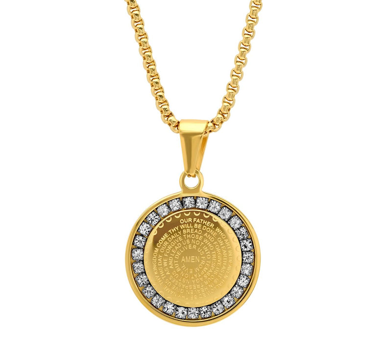 Steel by Design Cubic Zirconia Lord's Prayer Pe ndant w/ Chain — View 7