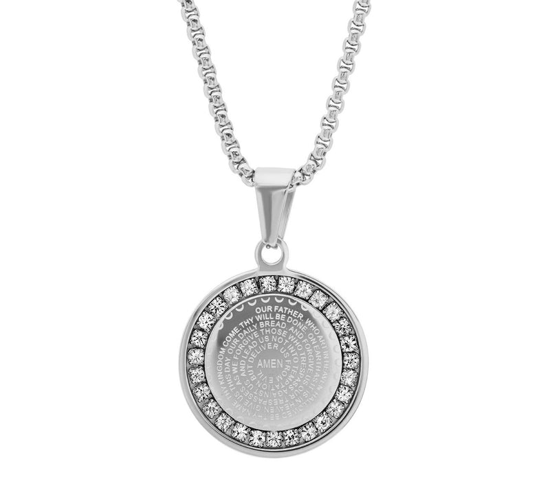 Steel by Design Cubic Zirconia Lord's Prayer Pe ndant w/ Chain — View 5