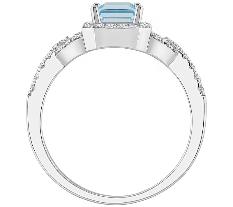 Sterling Silver Emerald Cut Gemstone & White Toaz Ring — View 12