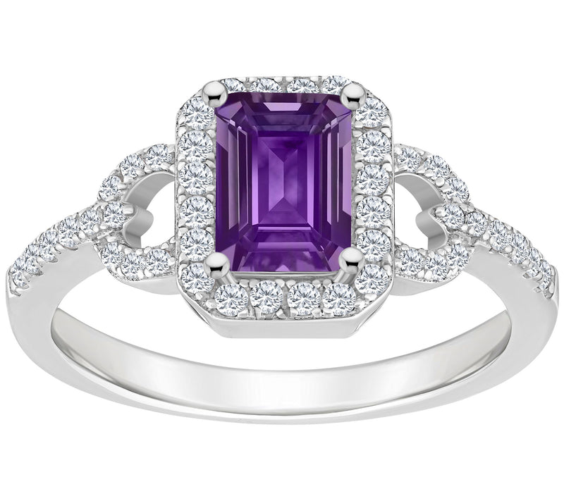 Sterling Silver Emerald Cut Gemstone & White Toaz Ring — View 3