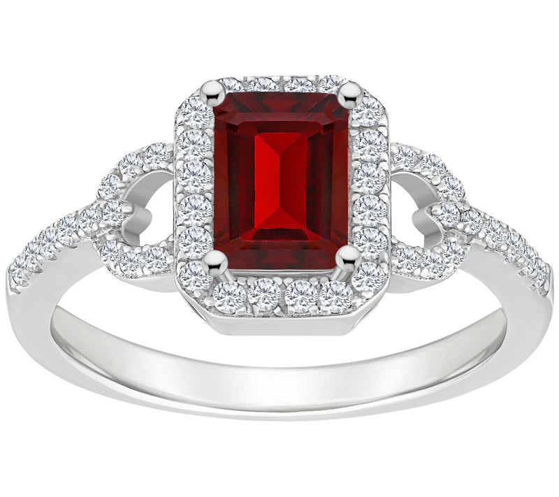 Sterling Silver Emerald Cut Gemstone & White Toaz Ring — View 7