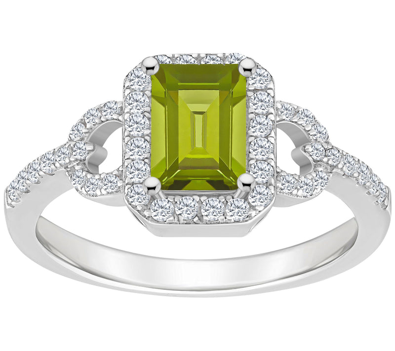 Sterling Silver Emerald Cut Gemstone & White Toaz Ring — View 9