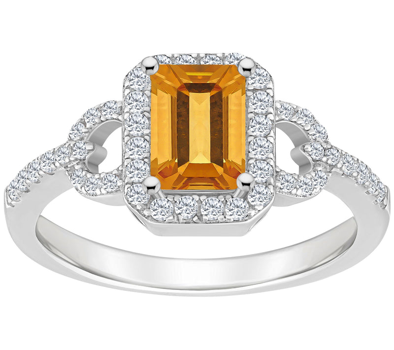 Sterling Silver Emerald Cut Gemstone & White Toaz Ring — View 5