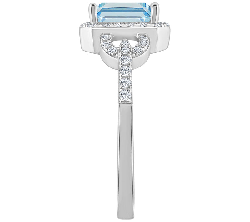 Sterling Silver Emerald Cut Gemstone & White Toaz Ring — View 13