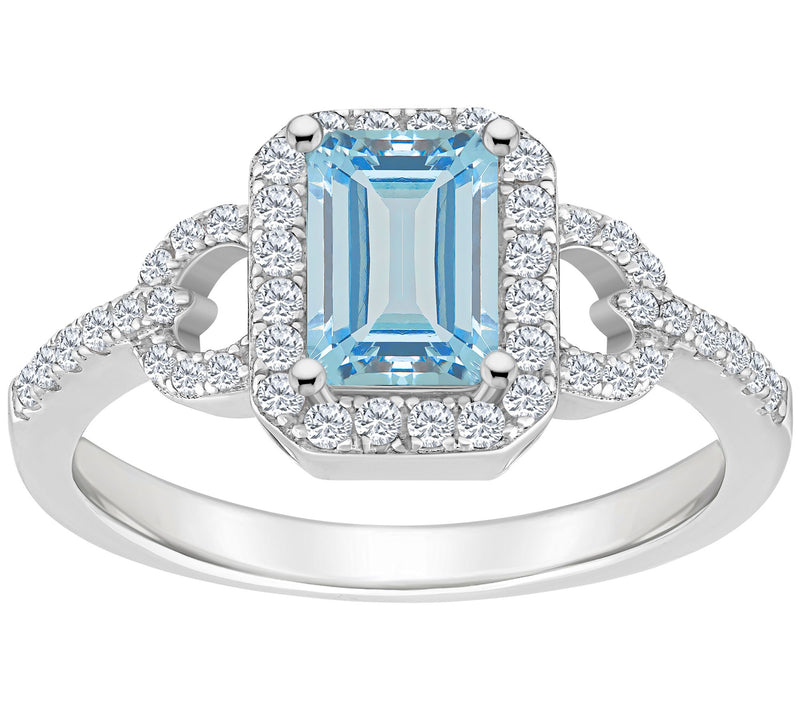 Sterling Silver Emerald Cut Gemstone & White Toaz Ring — View 11