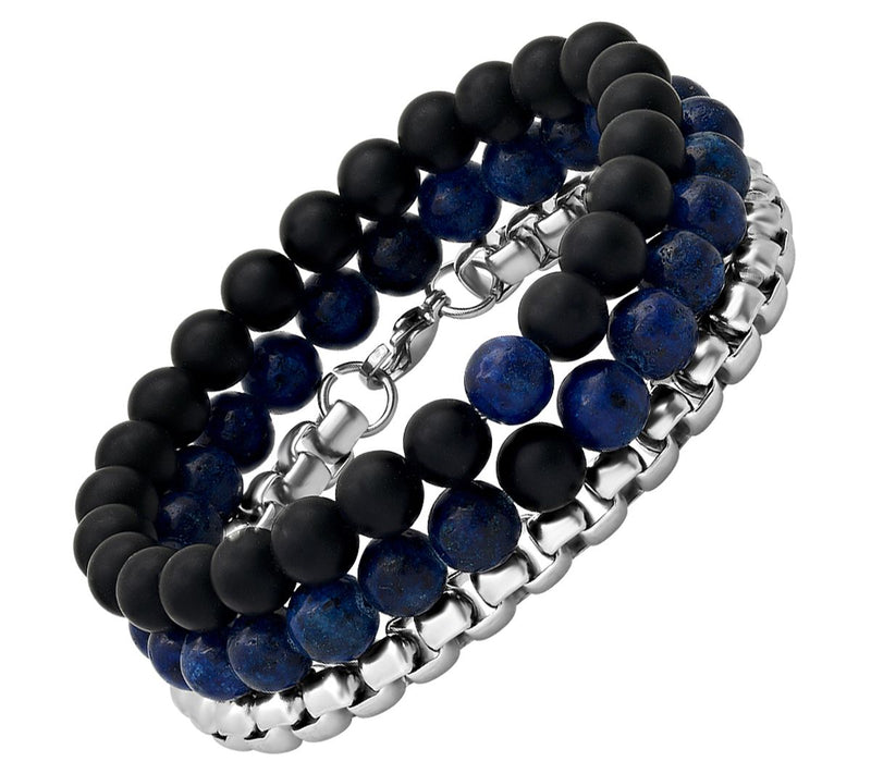 Steel by Design Gemstone Bead & Stainless Bracelet Set — View 4