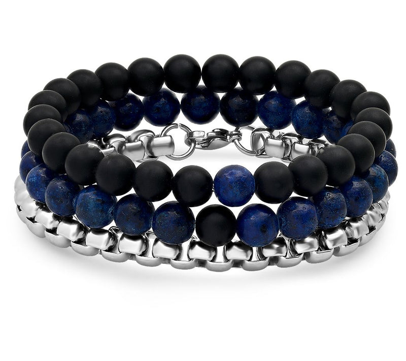 Steel by Design Gemstone Bead & Stainless Bracelet Set — View 3