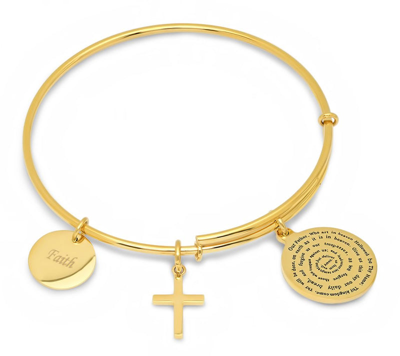 Steel by Design Our Father Prayer Charm Bracele t — View 5