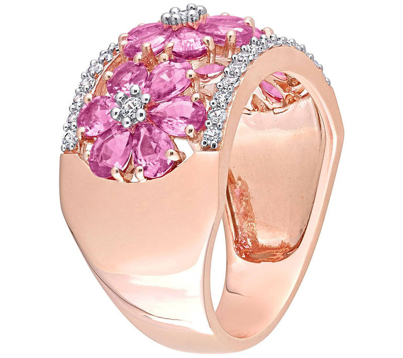 Bellini 3.90 cttw Multi-Sapphire Floral Ring, 1 4K Gold — View 4