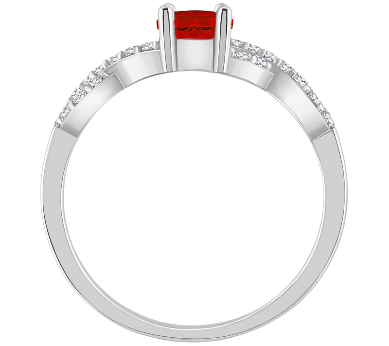 Sterling Silver Oval Gemstone & White Topaz Ring — View 12