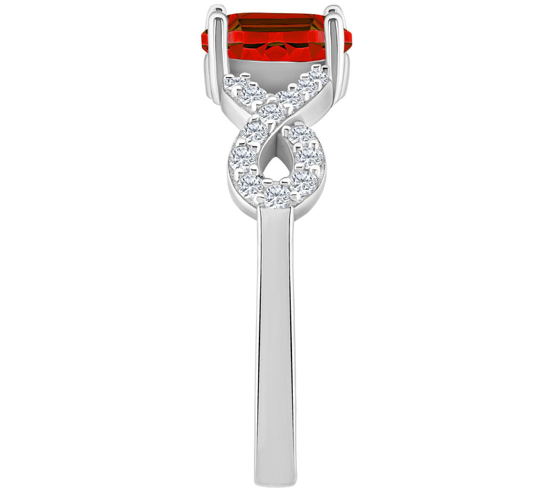 Sterling Silver Oval Gemstone & White Topaz Ring — View 13