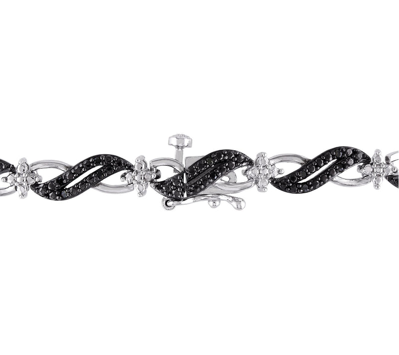 Affinity 0.25 cttw Black Diamond Link Bracelet,Sterling — View 4
