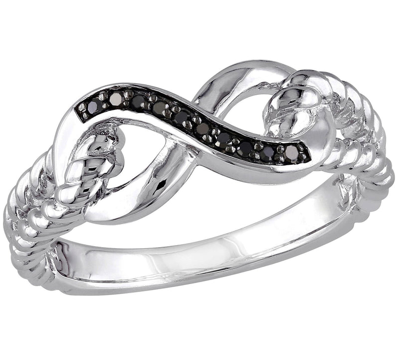 Affinity Black Diamond Accent Infinity Link Rin g, Sterling — View 3