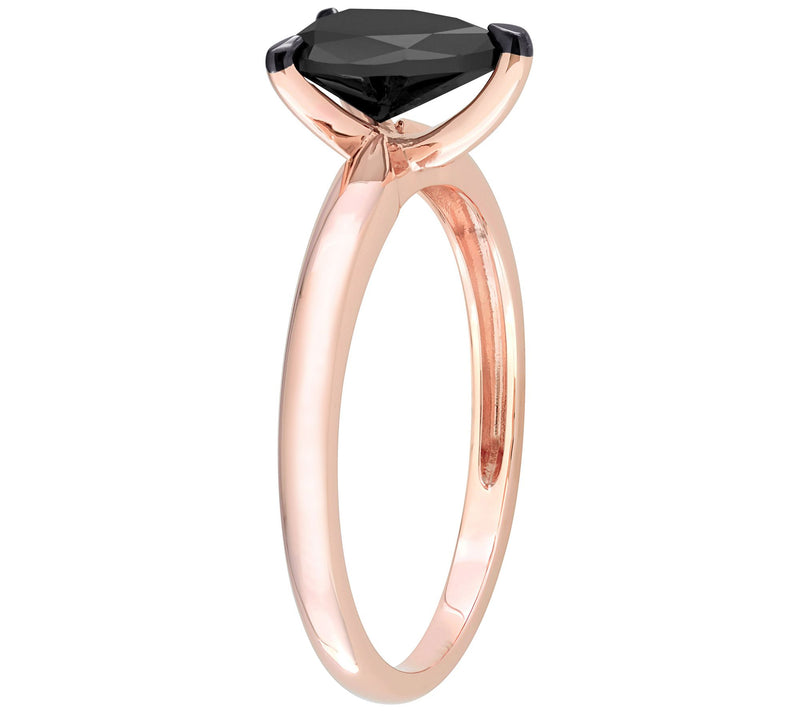 Affinity 1.00 cttw Pear-Cut Black Diamond Ring , 14K Rose Gold — View 4