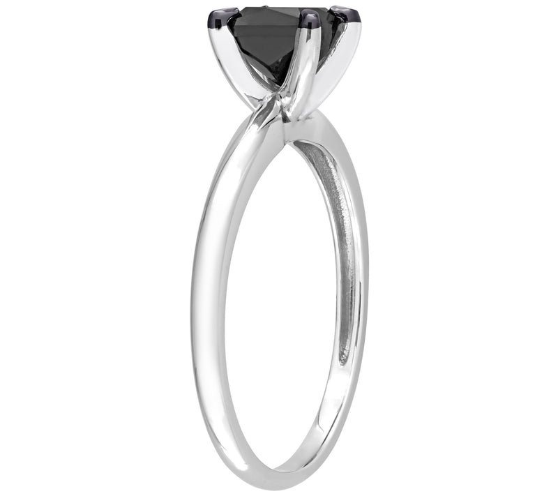 Affinity 9/10 cttw Black Diamond Solitaire Ring, 14K White Gold — View 4