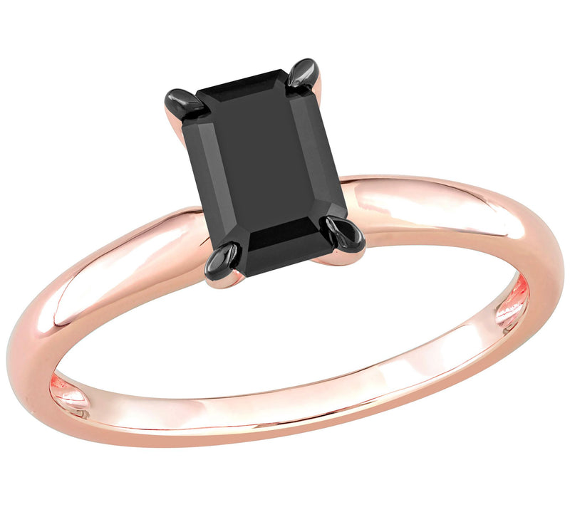 Affinity 1.00 cttw Black Diamond Ring, 14K Ros e Gold — View 3