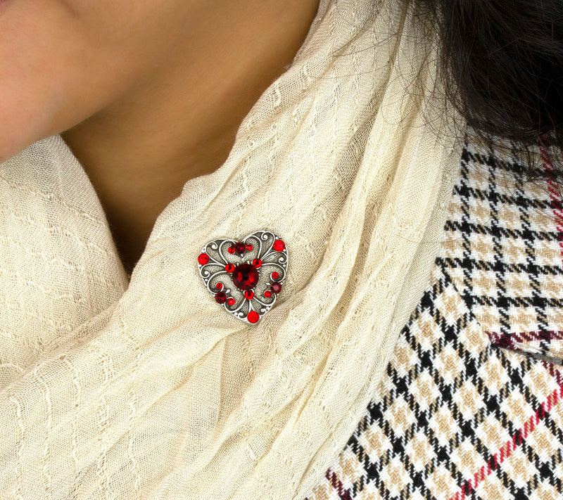 Anne Koplik Red Crysal Heart Pin — View 4