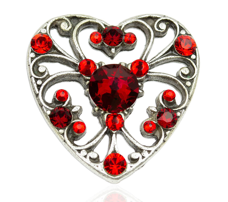 Anne Koplik Red Crysal Heart Pin — View 3